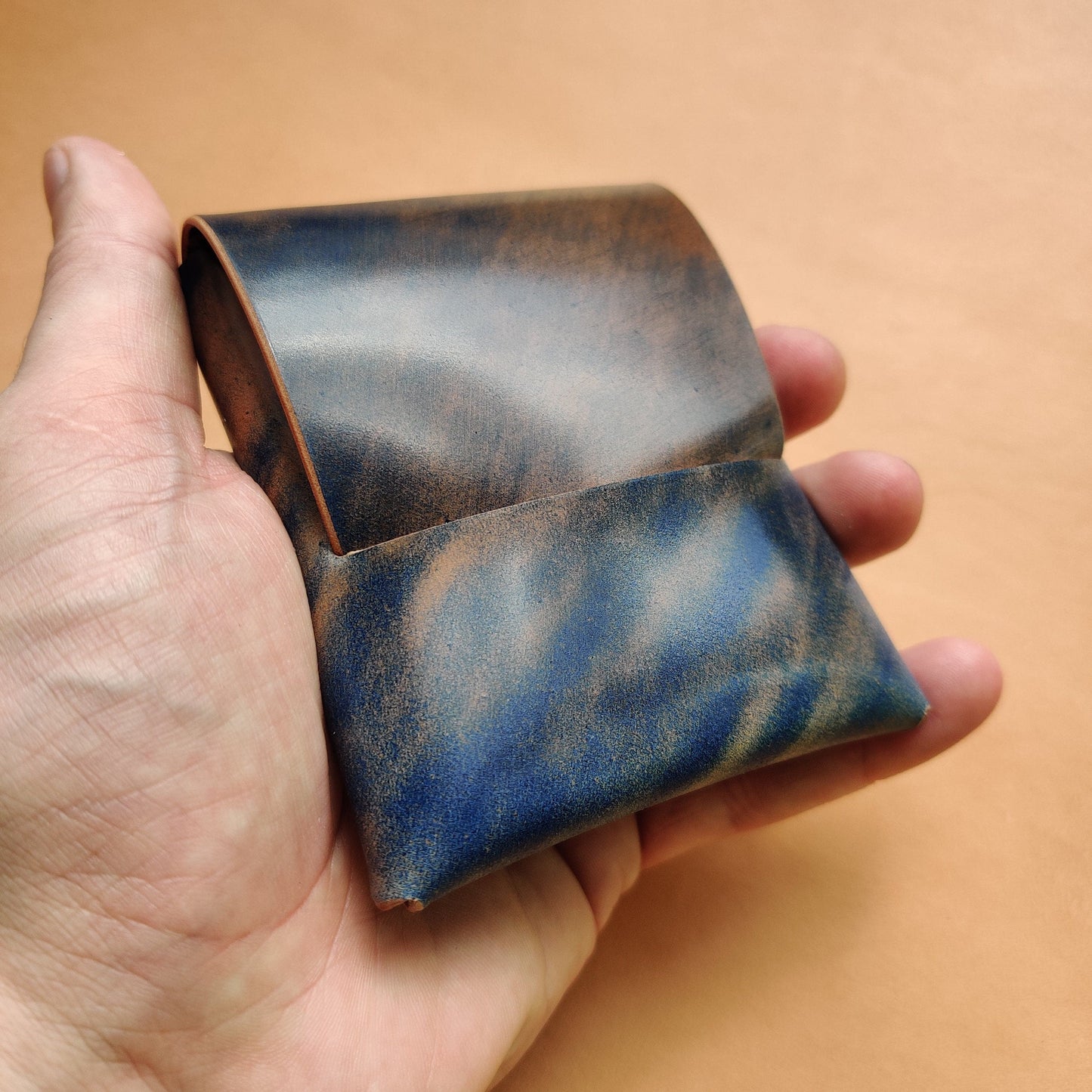 Stitchless Shell Cordovan Leather Cards Wallet, Origami Minimalist Wallet, EDC Card Holder Case