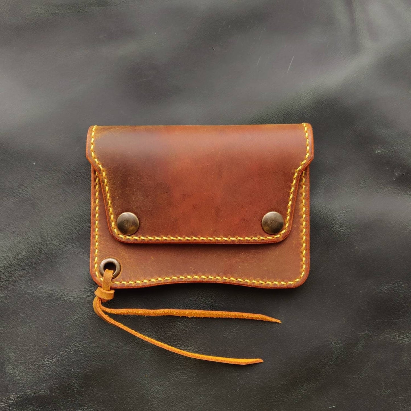 Short Trucker Wallet With A Ring For Chain or Lanyard, Stylish Wallet For Rider, Biker or Trucker