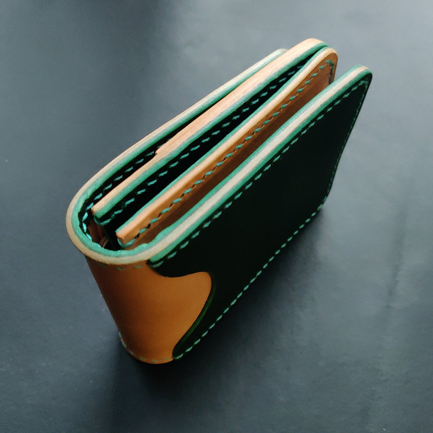 Leather vertical minimalist bifold EDC wallet