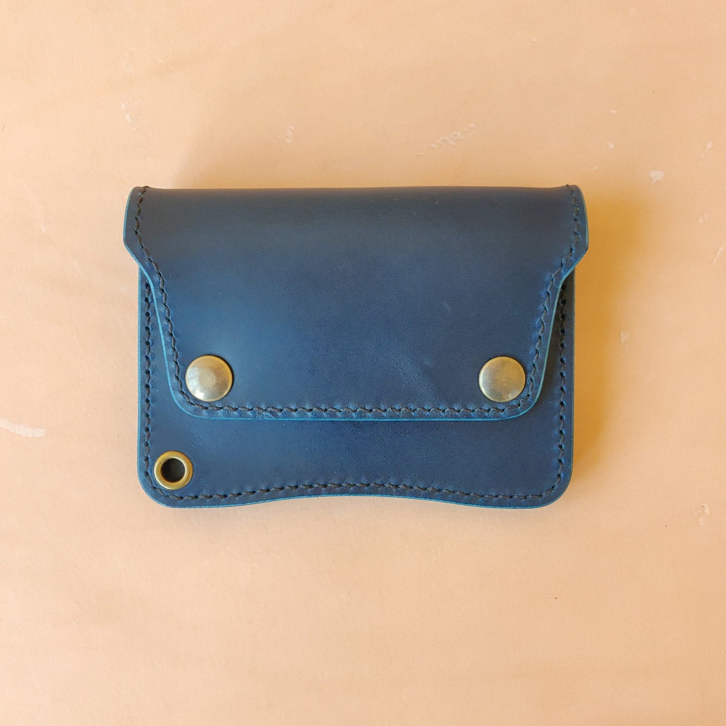 Short Trucker Wallet With A Ring For Chain Or Lanyard, Veg Tan Wallet, Stylish Wallet For Rider, Biker or Trucker