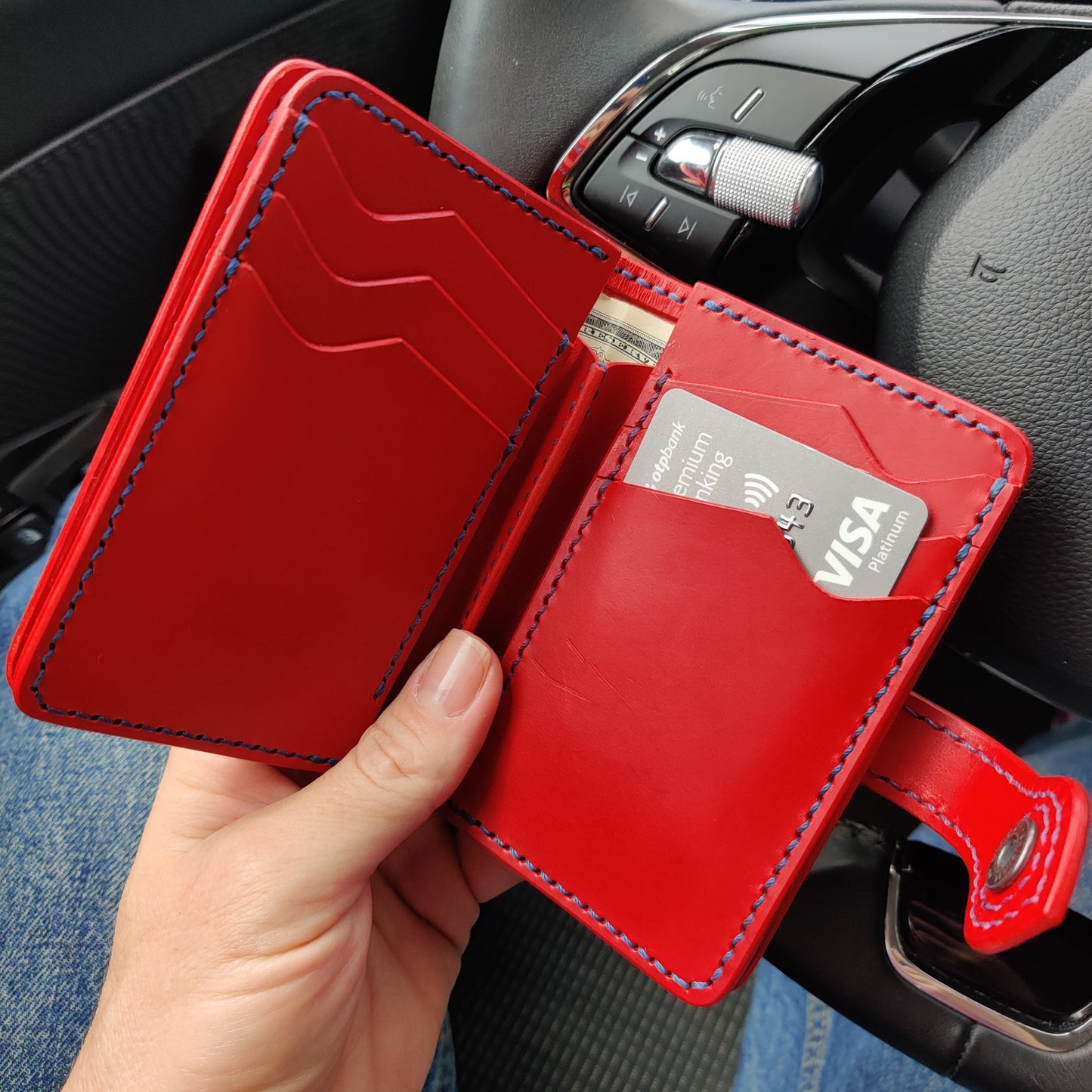 Leather Vertical Bifold Card Wallet, Japanese Wallet