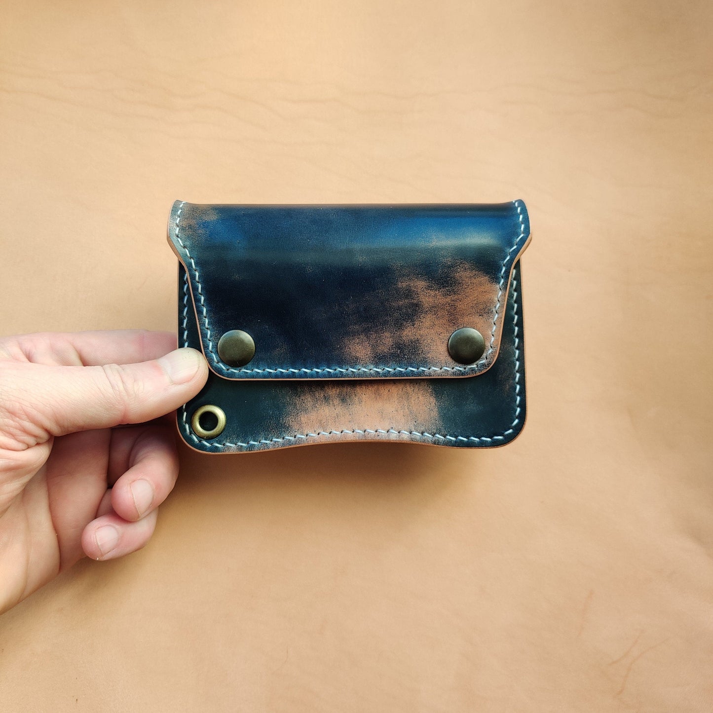 Rocado Shell Cordovan Short Trucker Wallet With A Ring For Chain Or Lanyard, Stylish Wallet For Rider, Biker or Trucker