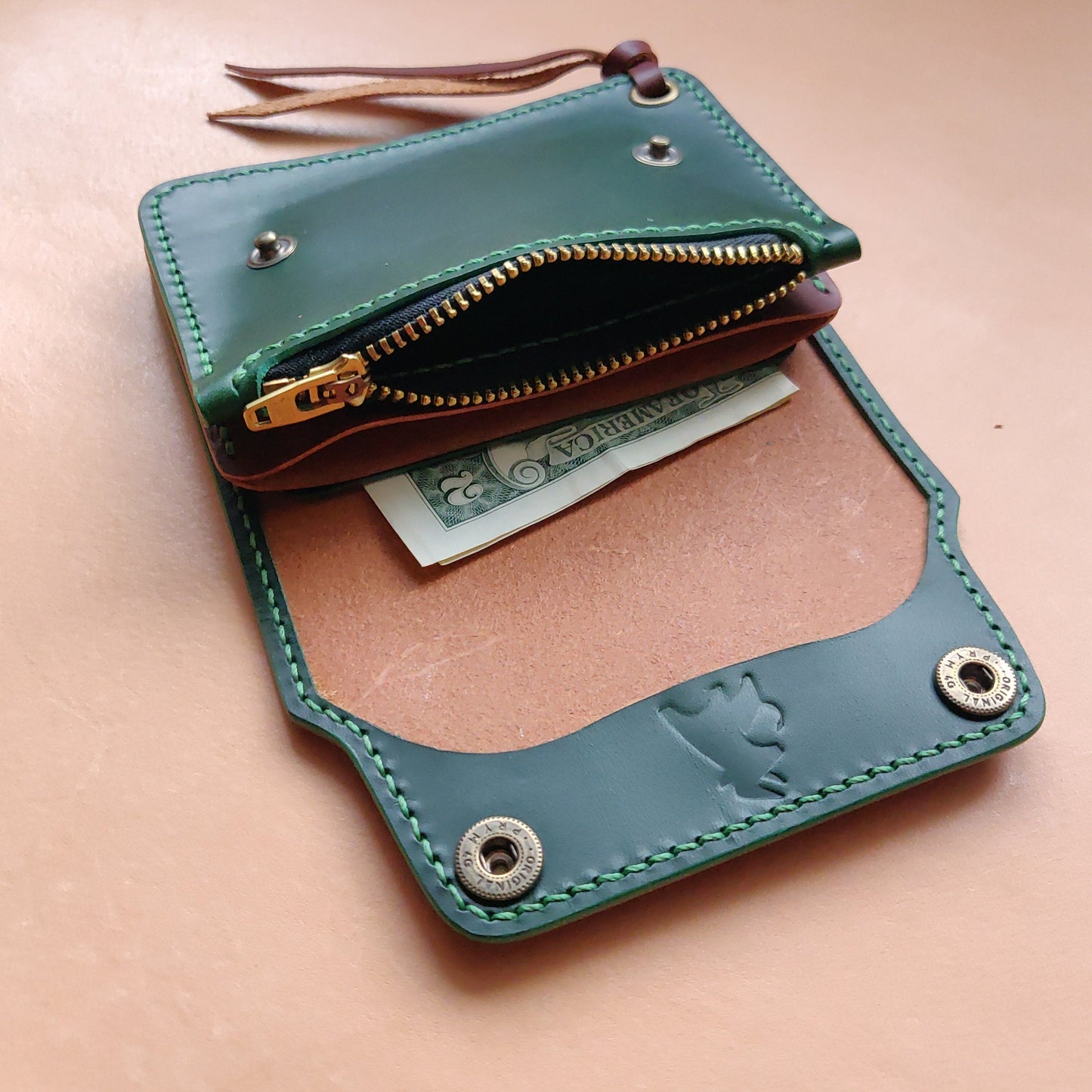 Short Trucker Wallet With A Ring For Chain Or Lanyard, EDC Wallet For Rider, Biker or Trucker