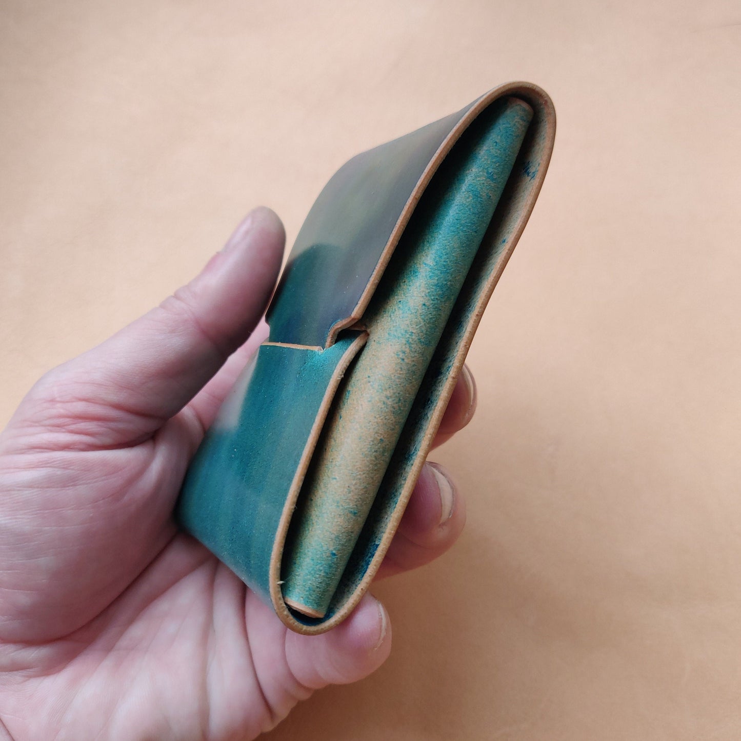 Stitchless Shell Cordovan Leather Cards Wallet, Origami Minimalist Wallet, EDC Card Holder Case