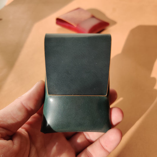 Rocado Shell Cordovan Stitchless Leather Mini Cards Wallet, Origami Minimalist Wallet, EDC Card Holder Case