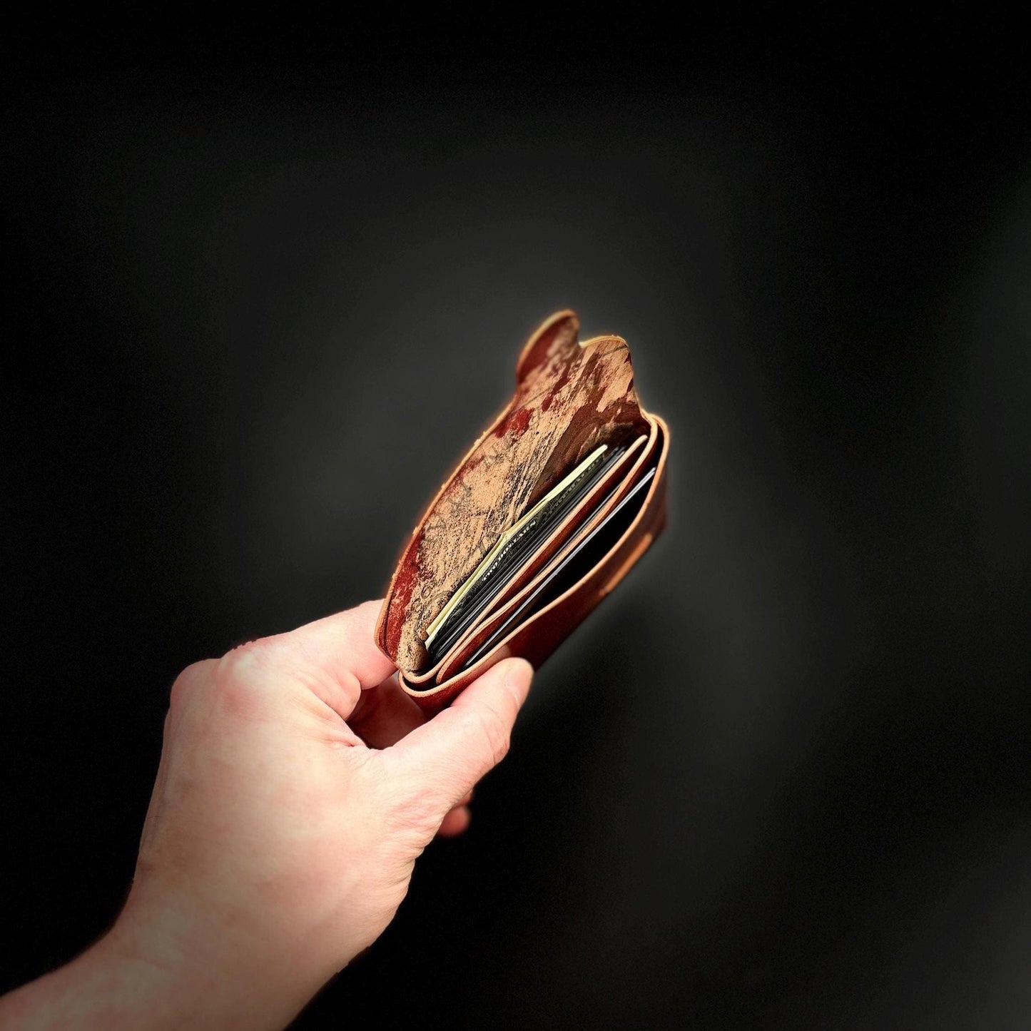 Stitchless Shell Cordovan Leather Cards Wallet, Origami Minimalist Wallet, EDC Card Holder Case