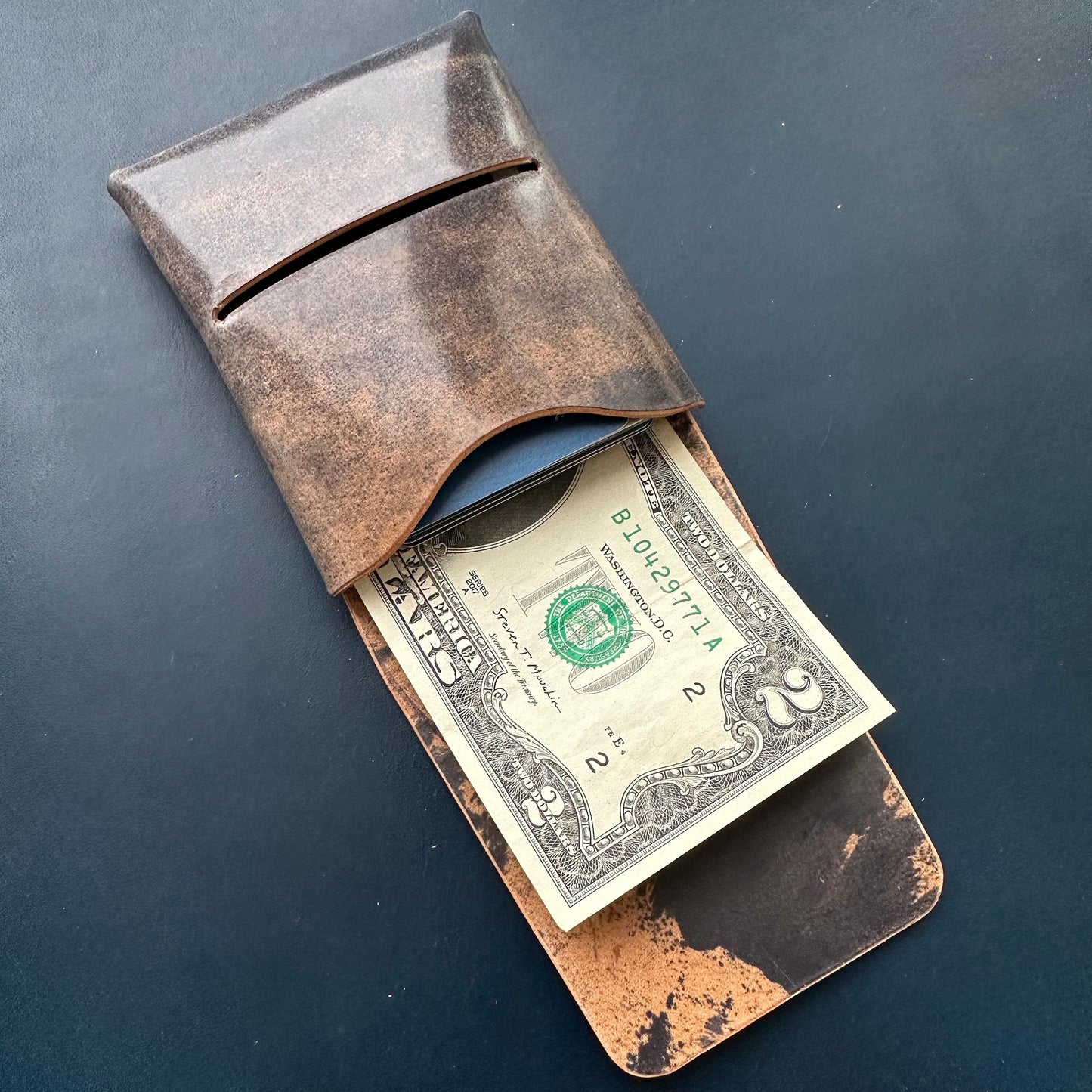 Stitchless Shell Cordovan Leather Cards Wallet, Origami Minimalist Wallet, EDC Card Holder Case