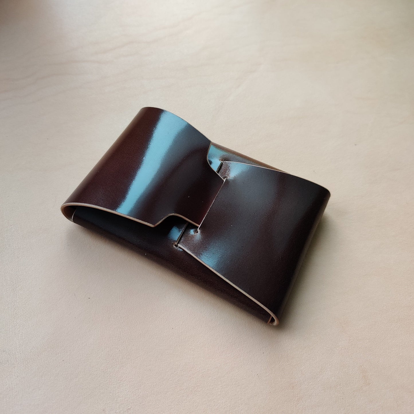 Rocado Shell Cordovan Stitchless Leather Mini Cards Wallet, Origami Minimalist Wallet, EDC Card Holder Case
