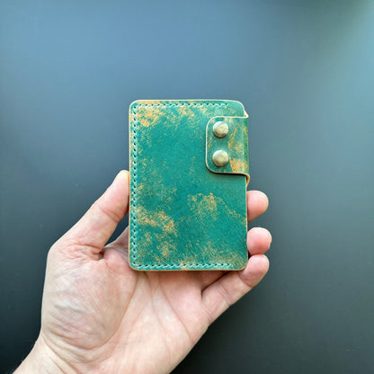 Rocado Shell Cordovan Leather Card Holder, Pocket Mini Wallet, Minimalist Card Holder Case