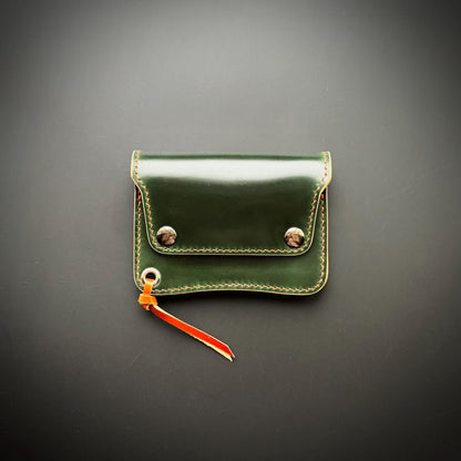 Rocado Shell Cordovan Short Trucker Wallet With A Ring For Chain Or Lanyard, Stylish Wallet For Rider, Biker or Trucker