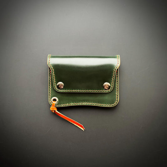 Rocado Shell Cordovan Short Trucker Wallet With A Ring For Chain Or Lanyard, Stylish Wallet For Rider, Biker or Trucker