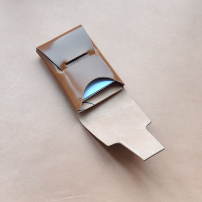 Rocado Shell Cordovan Stitchless Leather Mini Cards Wallet, Origami Minimalist Wallet, EDC Card Holder Case