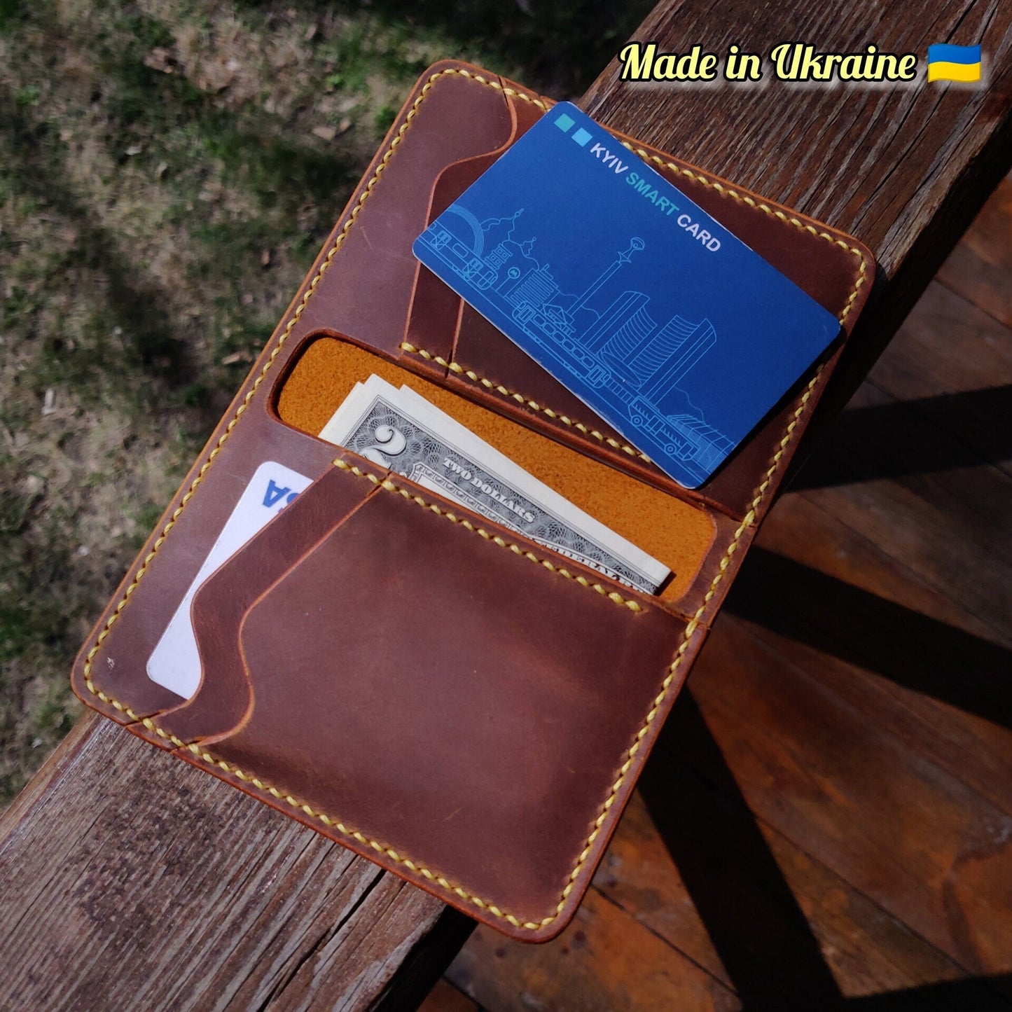 Leather Bifold Wallet, Vertical Card Wallet, Minimalist Slim Bifold Wallet