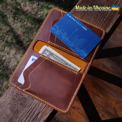 Leather Bifold Wallet, Vertical Card Wallet, Minimalist Slim Bifold Wallet