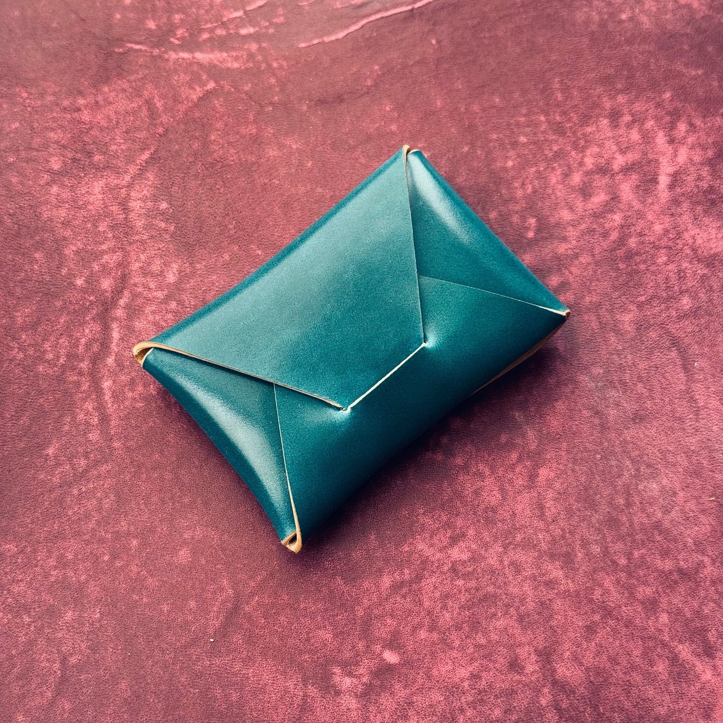 Rocado Shell Cordovan Stitchless Leather Mini Cards Wallet, Origami Minimalist Wallet, EDC Card Holder Case