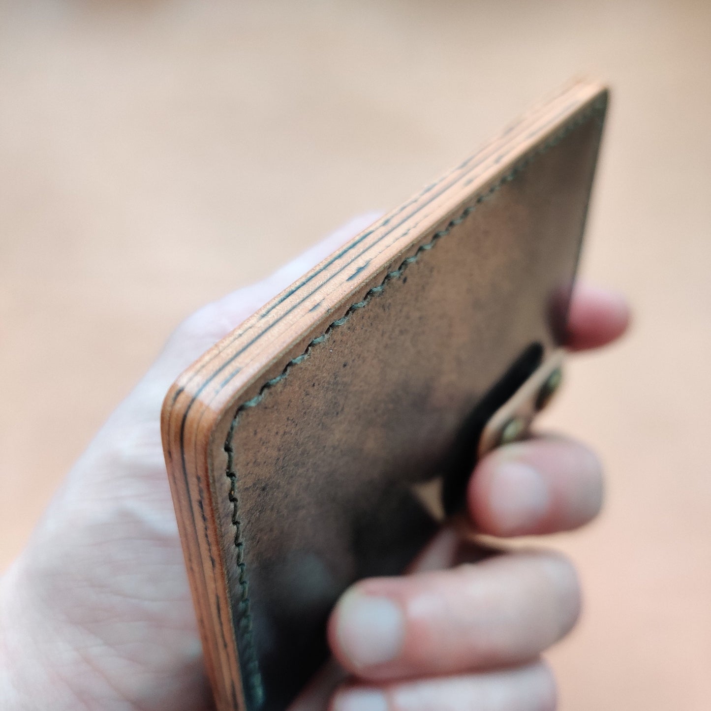 Rocado Shell Cordovan Leather Card Holder, Pocket Mini Wallet, Minimalist Card Holder Case