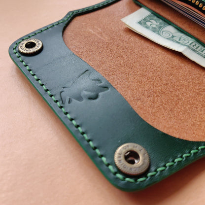 Short Trucker Wallet With A Ring For Chain Or Lanyard, EDC Wallet For Rider, Biker or Trucker