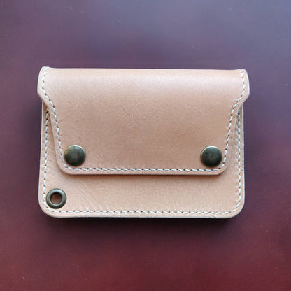 Short Trucker Wallet With A Ring For Chain or Lanyard, Unpainted Veg Tanned Wallet For Rider, Biker or Trucker