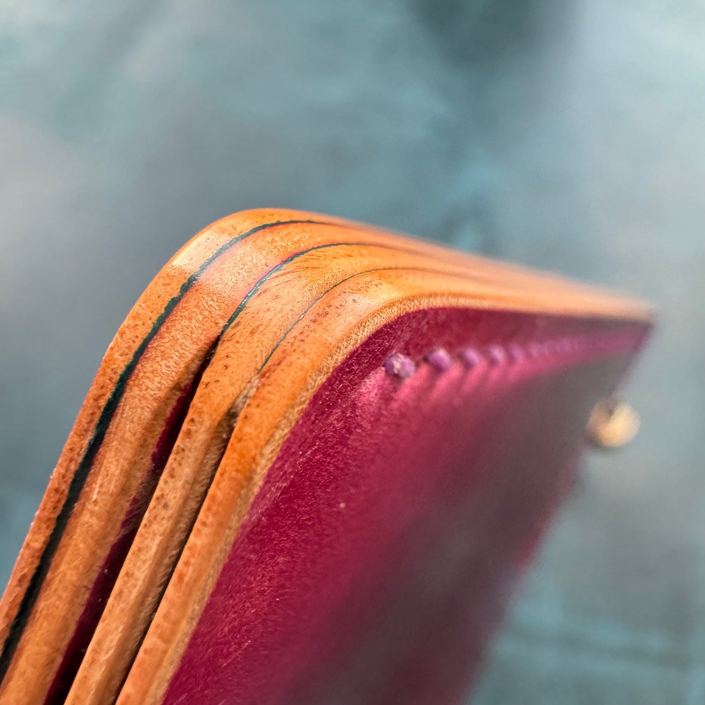 Rocado Shell Cordovan Leather Card Holder With A Ring For Chain Or Lanyard, Pocket Mini Wallet, Minimalist Card Holder Case