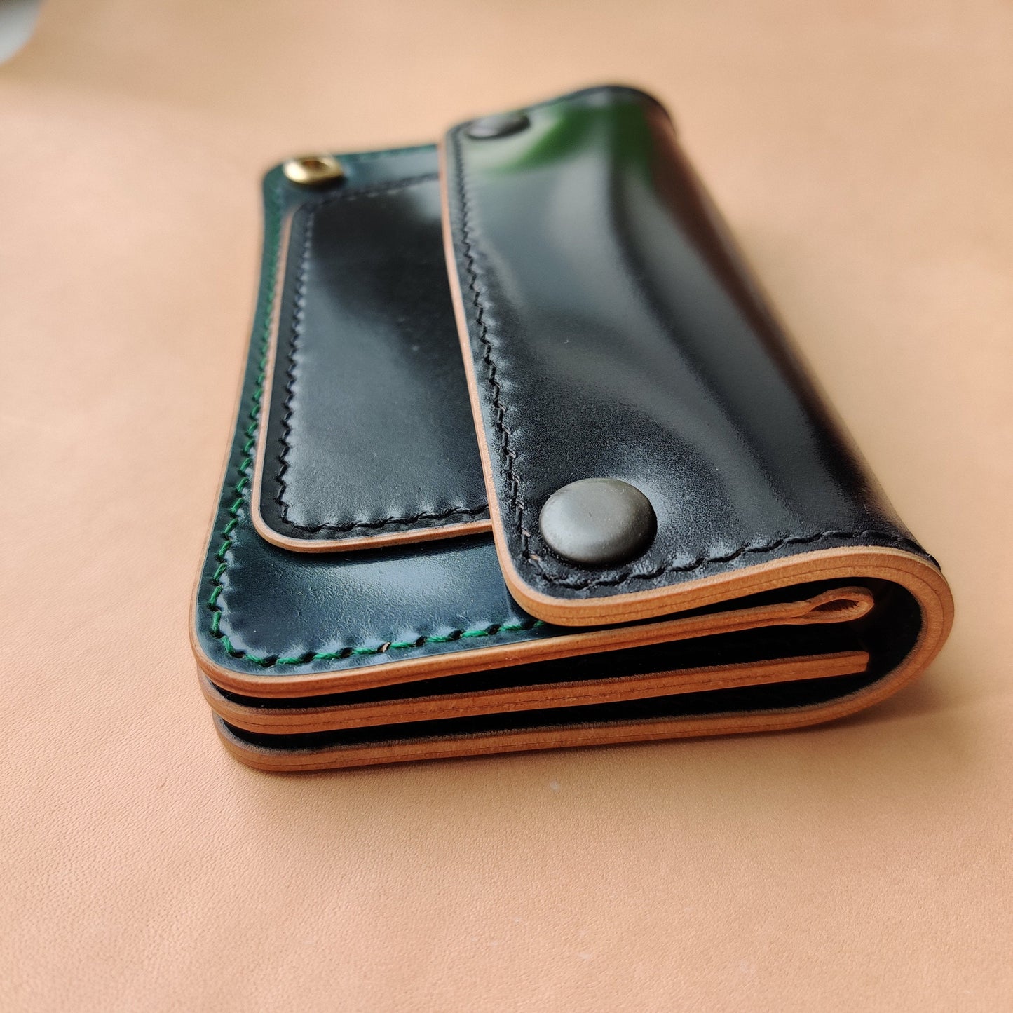 Rocado Shell Cordovan Mini Trucker Wallet, Luxury Compact Wallet