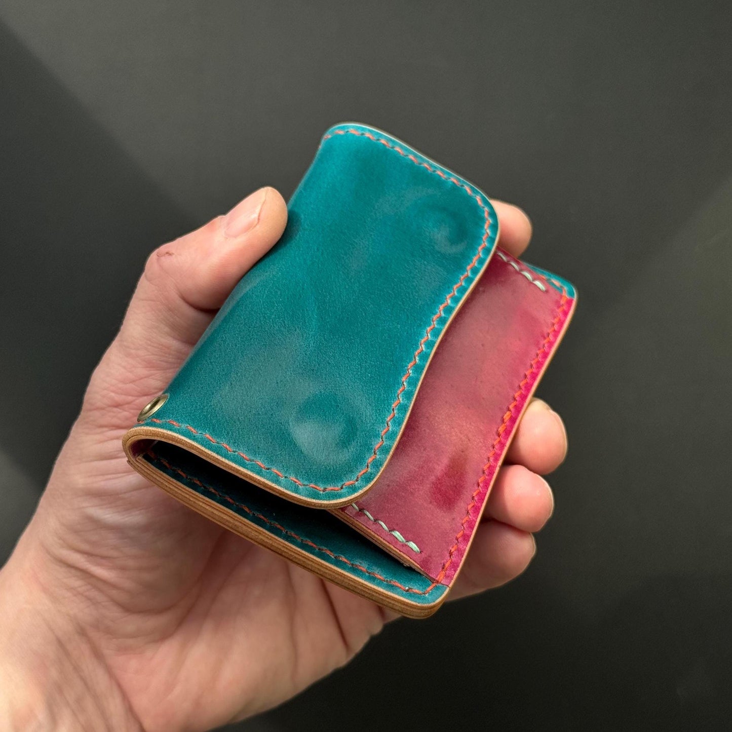 Rocado shell Cordovan Compact Leather Wallet With Coin Purse, Leather Card And Cash Holder