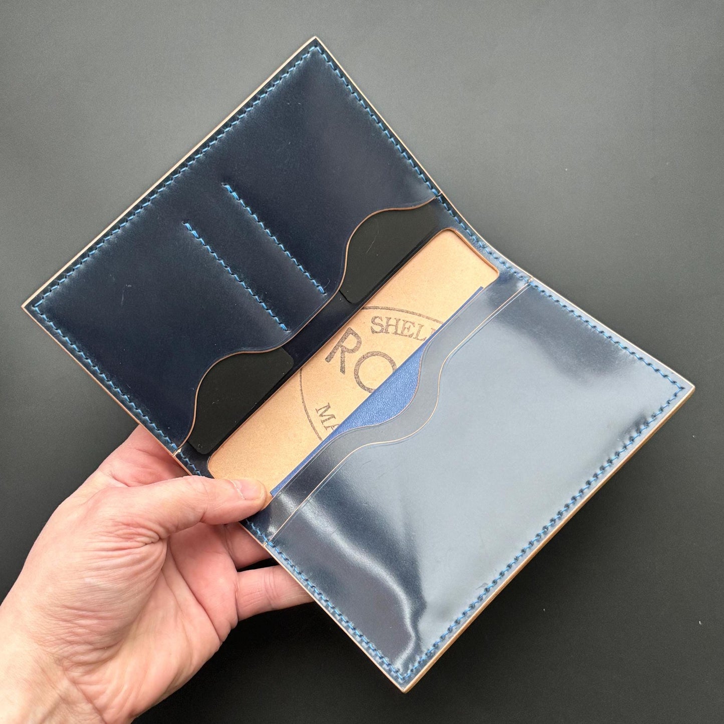 Rocado Shell Cordovan Leather Passport Holder,  Case For Documents And Credit Cards, Passport Case, Travel Wallet