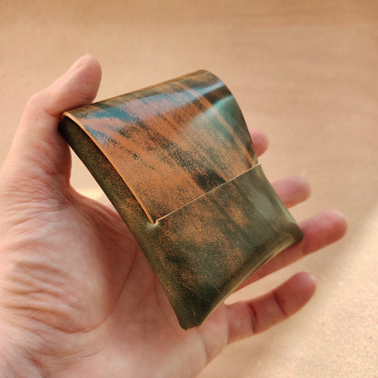 Stitchless Shell Cordovan Leather Cards Wallet, Origami Minimalist Wallet, EDC Card Holder Case