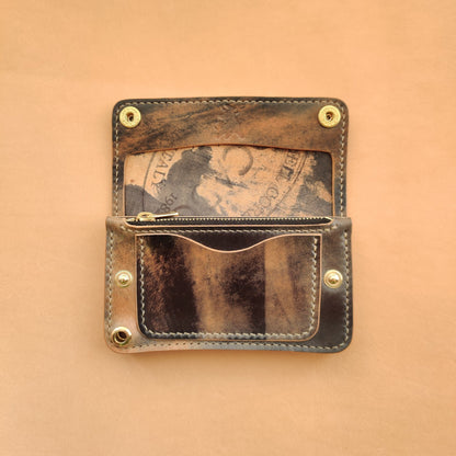 Rocado Shell Cordovan Mini Trucker Wallet, Luxury Compact Wallet
