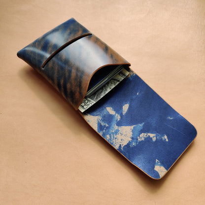 Stitchless Shell Cordovan Leather Cards Wallet, Origami Minimalist Wallet, EDC Card Holder Case