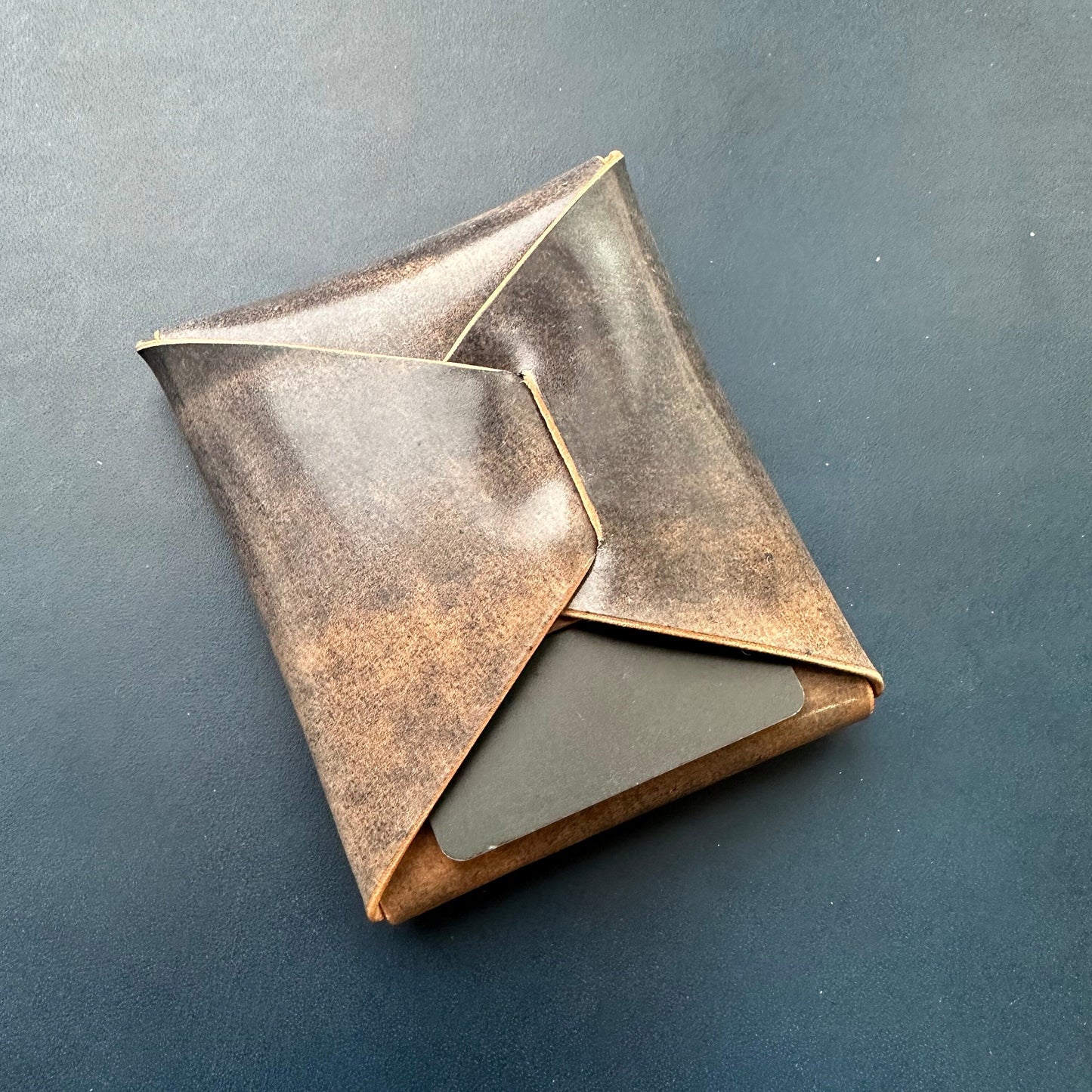 Stitchless Shell Cordovan Leather Cards Wallet, Origami Minimalist Wallet, EDC Card Holder Case