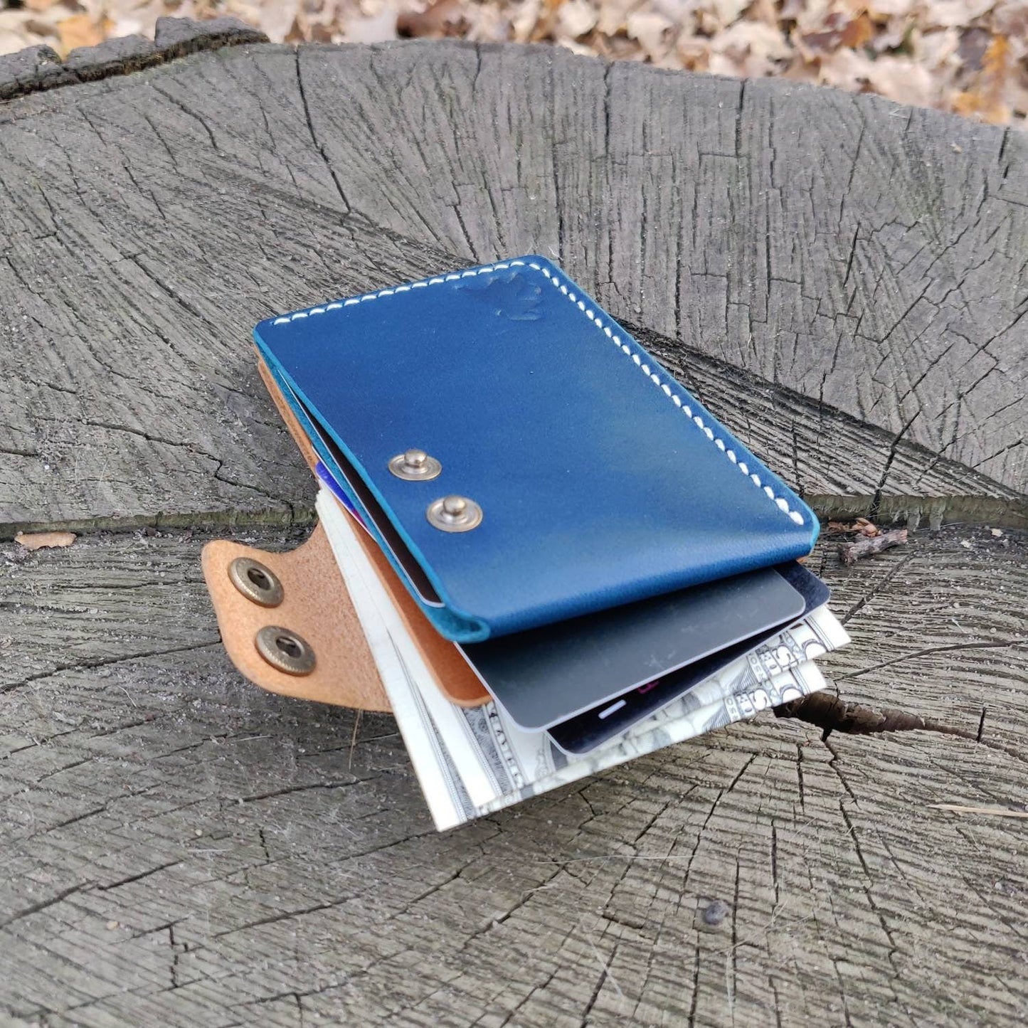 Leather Card Holder, Vegetable Tanned Pocket Mini Wallet, Minimalist Card Holder Case