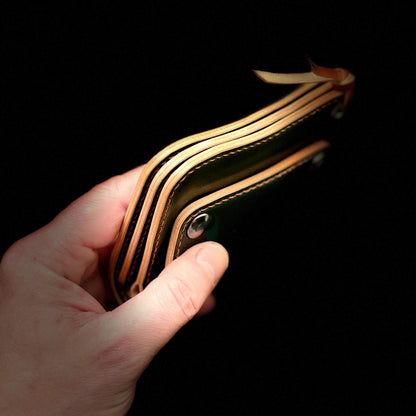 Rocado Shell Cordovan Short Trucker Wallet With A Ring For Chain Or Lanyard, Stylish Wallet For Rider, Biker or Trucker