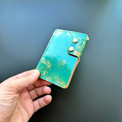 Rocado Shell Cordovan Leather Card Holder, Pocket Mini Wallet, Minimalist Card Holder Case