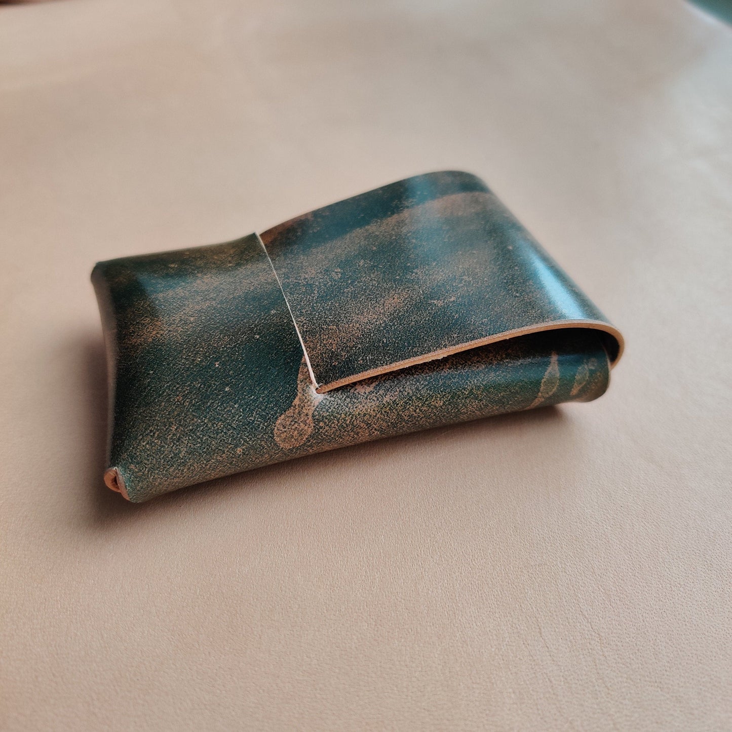 Rocado Shell Cordovan Stitchless Leather Mini Cards Wallet, Origami Minimalist Wallet, EDC Card Holder Case