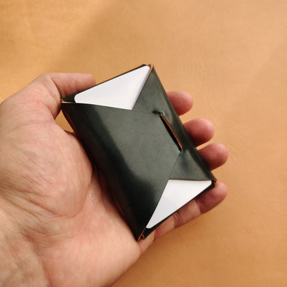 Rocado Shell Cordovan Stitchless Leather Mini Cards Wallet, Origami Minimalist Wallet, EDC Card Holder Case