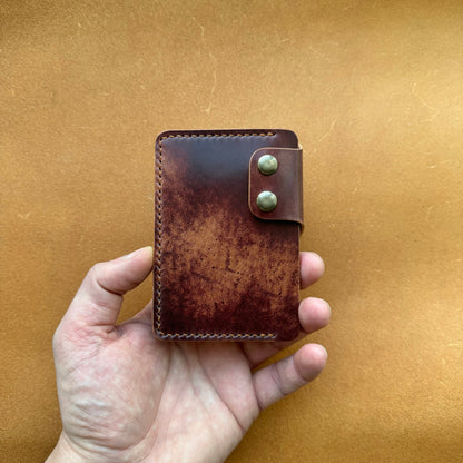 Rocado Shell Cordovan Leather Card Holder, Pocket Mini Wallet, Minimalist Card Holder Case