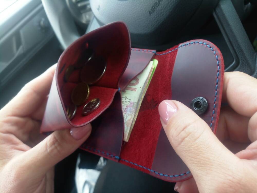 Leather Origami Wallet, Minimalist Pocket Wallet, Coin Purse And Card Case Wallet, Leather Card Holder