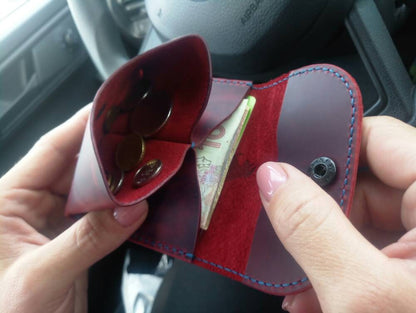 Leather Origami Wallet, Minimalist Pocket Wallet, Coin Purse And Card Case Wallet, Leather Card Holder