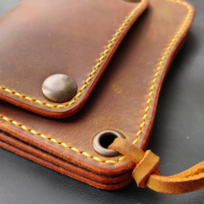 Short Trucker Wallet With A Ring For Chain or Lanyard, Stylish Wallet For Rider, Biker or Trucker