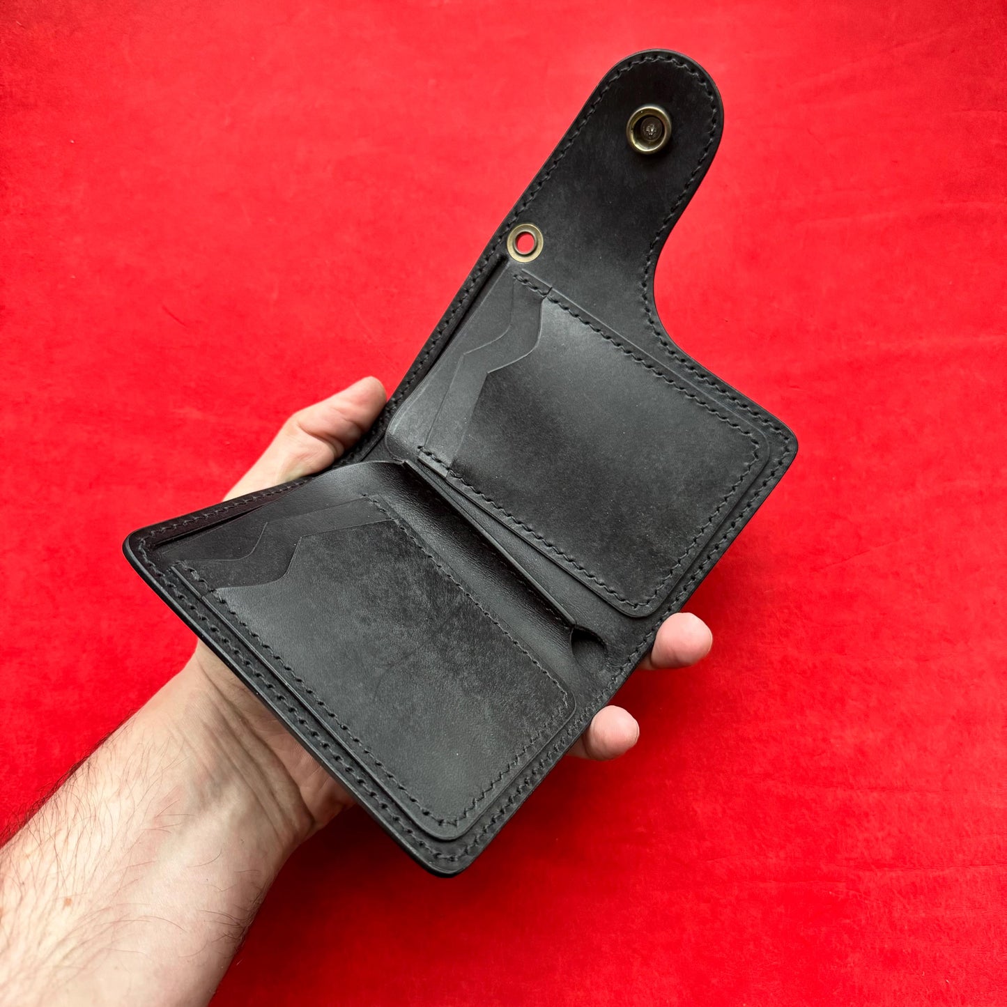 Biker Wallet With A Ring For Chain Or Lanyard, Veg Tanned Travel Western Wallet