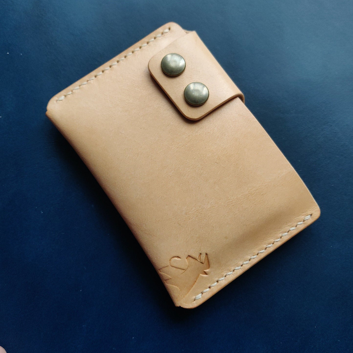 Leather Slim And Simple Card Holder, Minimalist, Compact Wallet For Cards And Folded Bills, Credit Card Holder With Two Snaps
