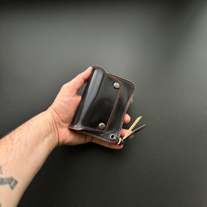 Rocado Shell Cordovan Short Trucker Wallet With A Ring For Chain Or Lanyard, Stylish Wallet For Rider, Biker or Trucker