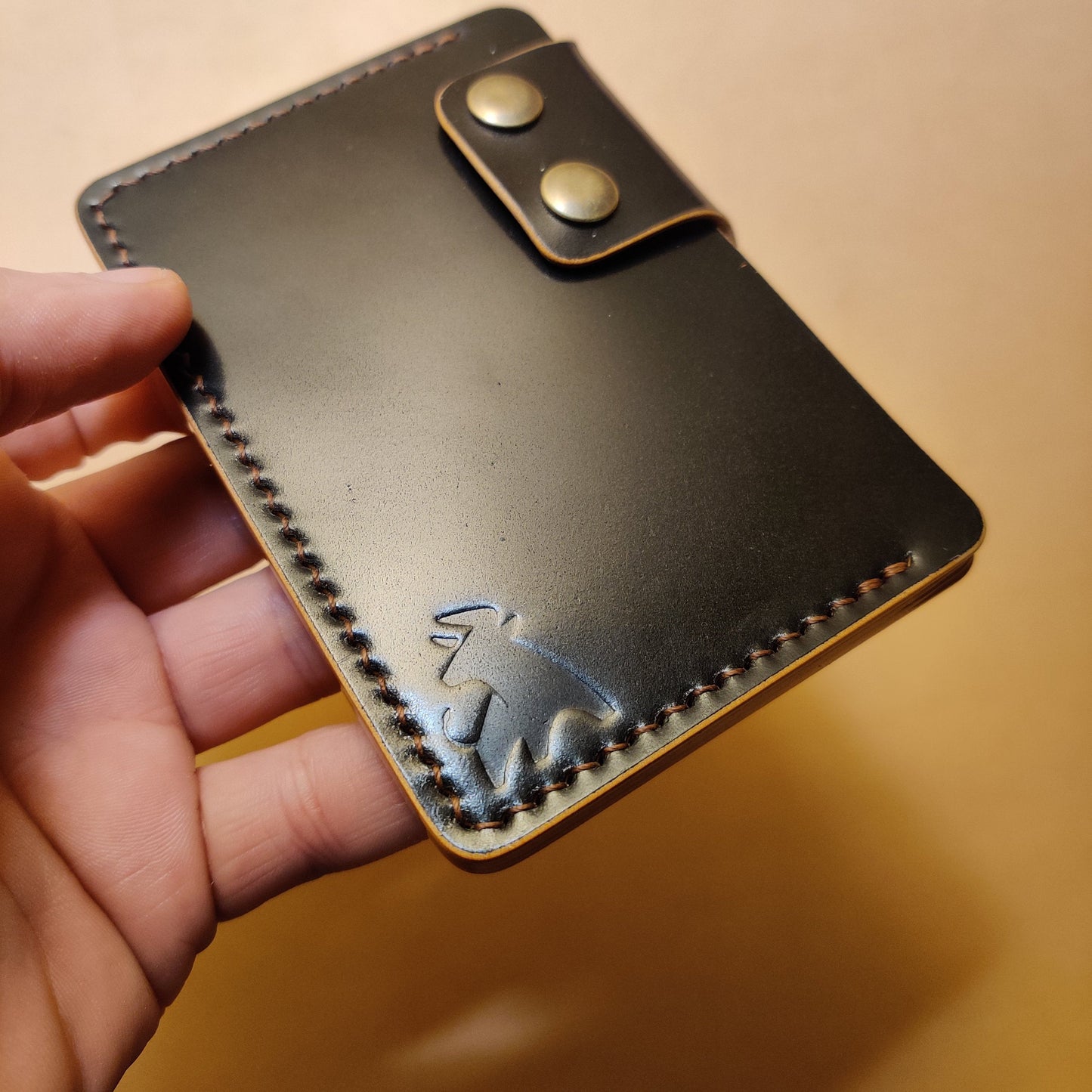 Rocado Shell Cordovan Leather Card Holder, Pocket Mini Wallet, Minimalist Card Holder Case