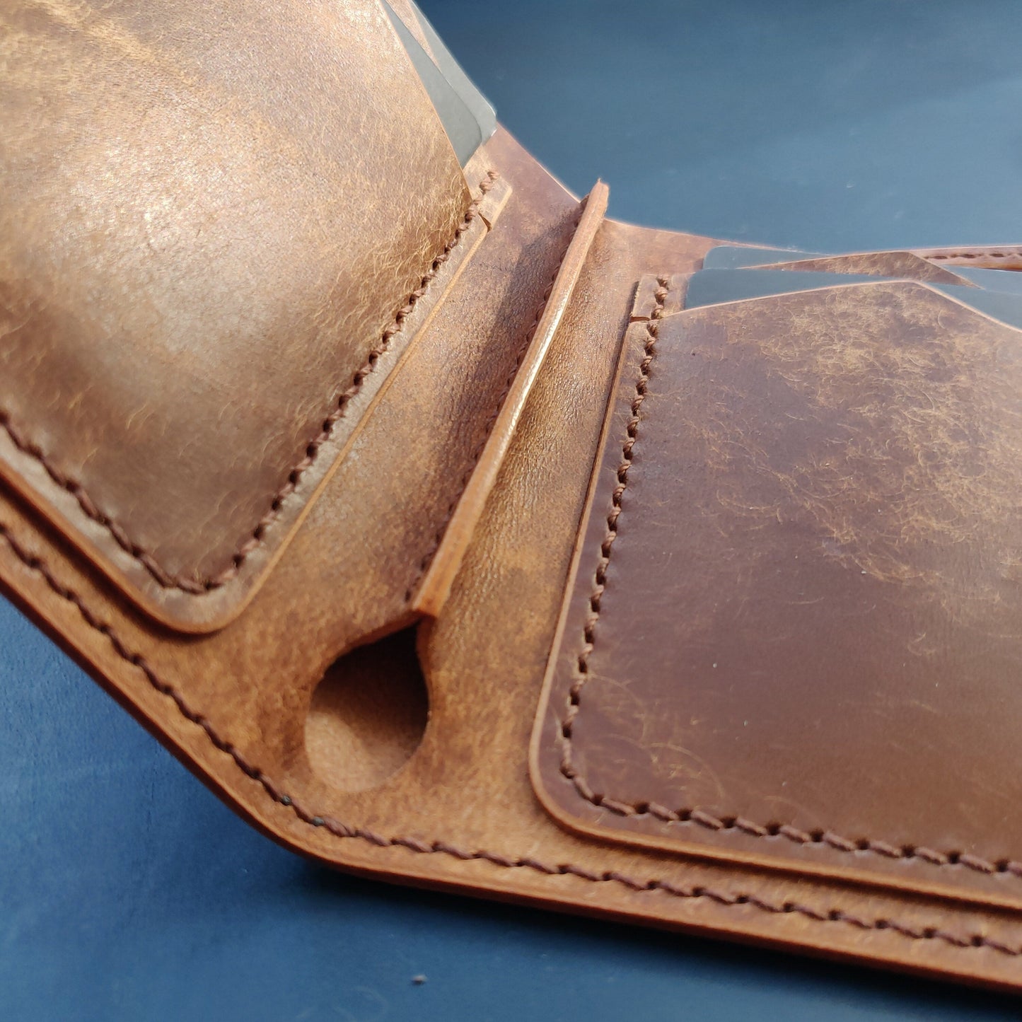 Biker Wallet With A Ring For Chain Or Lanyard, Veg Tanned Travel Western Wallet