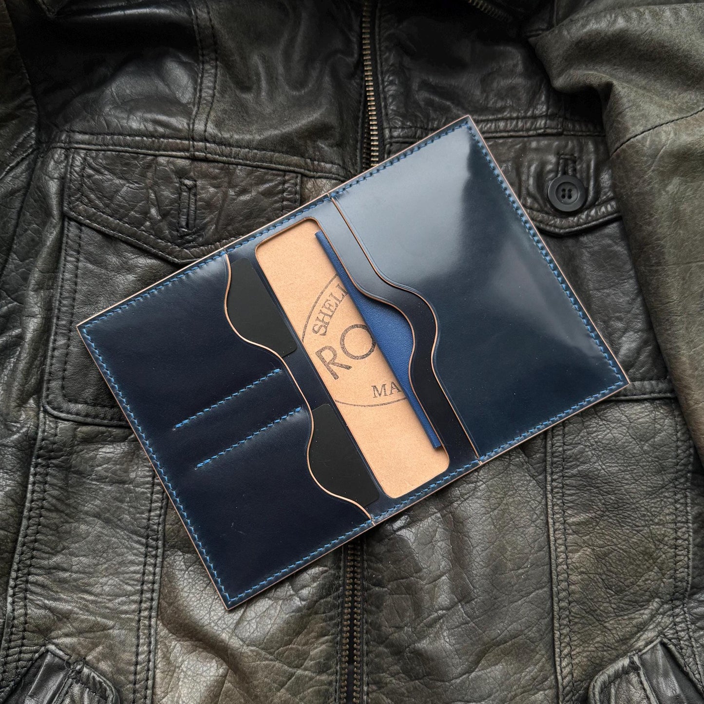 Rocado Shell Cordovan Leather Passport Holder,  Case For Documents And Credit Cards, Passport Case, Travel Wallet