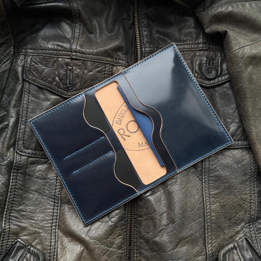 Rocado Shell Cordovan Leather Passport Holder,  Case For Documents And Credit Cards, Passport Case, Travel Wallet