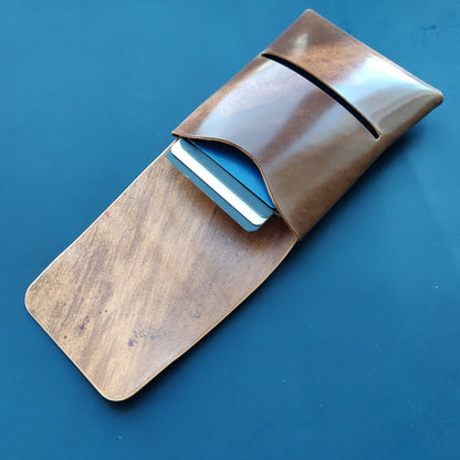 Stitchless Shell Cordovan Leather Cards Wallet, Origami Minimalist Wallet, EDC Card Holder Case