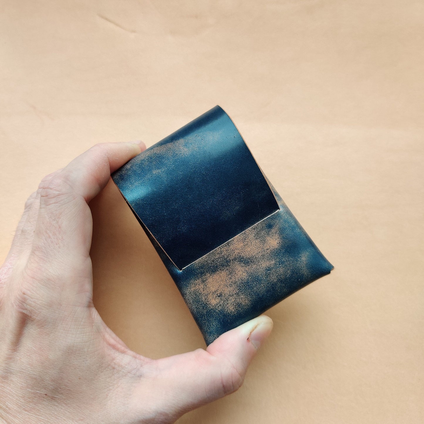 Rocado Shell Cordovan Stitchless Leather Mini Cards Wallet, Origami Minimalist Wallet, EDC Card Holder Case