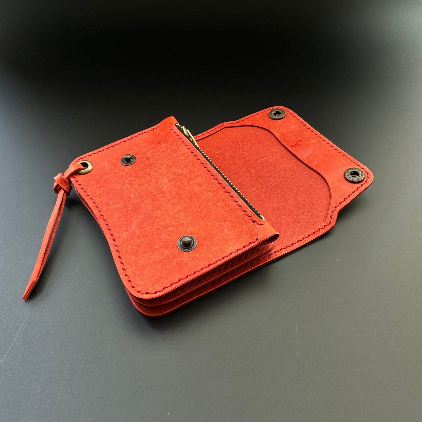 Short Trucker Wallet With A Ring For Chain or Lanyard, Stylish Wallet For Rider, Biker or Trucker