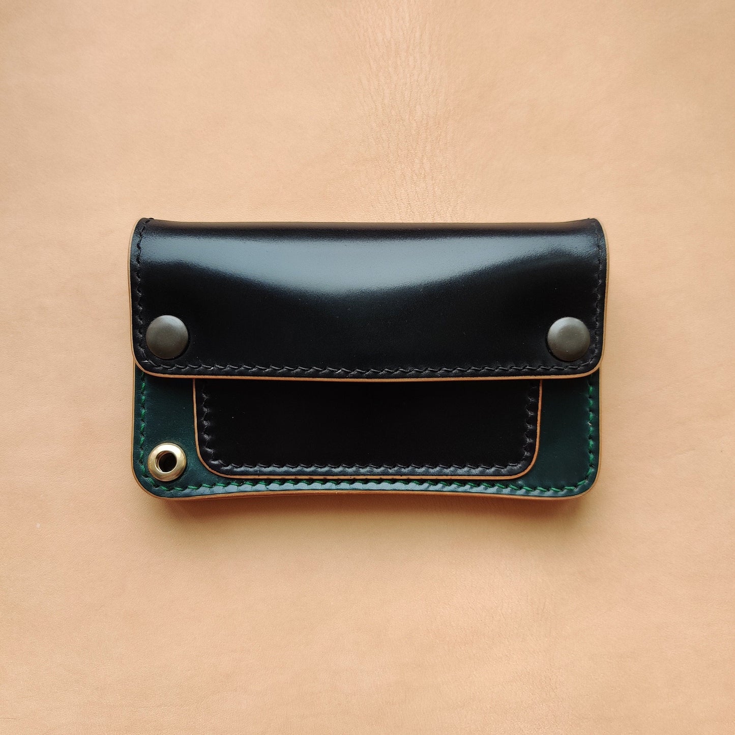 Rocado Shell Cordovan Mini Trucker Wallet, Luxury Compact Wallet